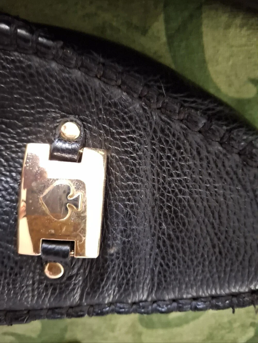 kate spade Carmen Black Leather Loafers with Gold Hardware